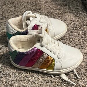 Kurt Geiger White Sneakers with Rainbow Stripes
